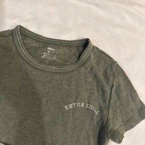 aerie extra chill green ribbed crop top